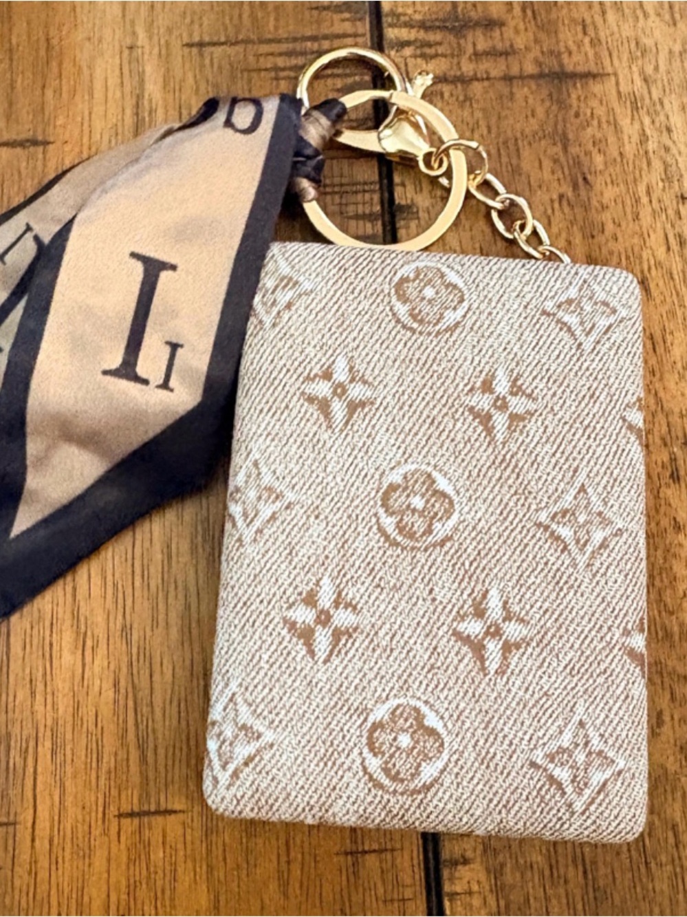 Beige Monogram Mirror Keychain/Bag Charm